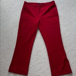 Halogen Red Flat Front Straight Leg Pants in Pomegranate